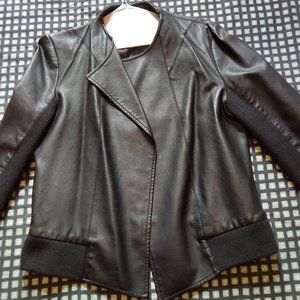 Black Biker Jacket--100% Polyester--Size M